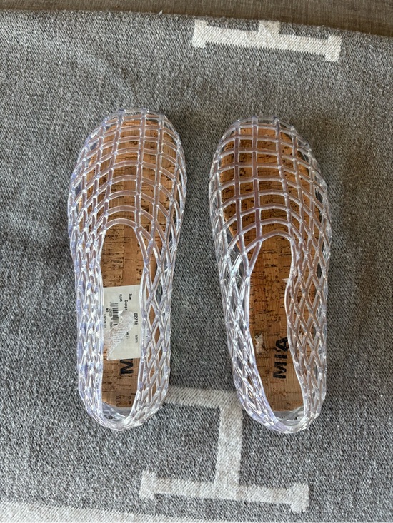 Steve Madden Shoes - Steve Madden Clear Woven Jelly Slip-On Flats Cork Insole Round Toe US 7